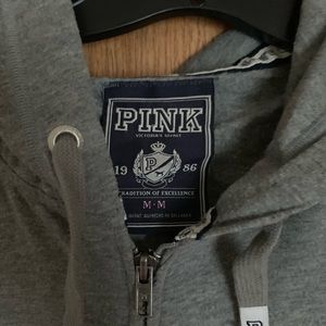 PINK Victoria's Secret Tops - VS PINK grey zip up hoodie w/crystals; size Medium PINK Victoria's Secret Tops - VS PINK grey zip up hoodie w/crystals; size Medium